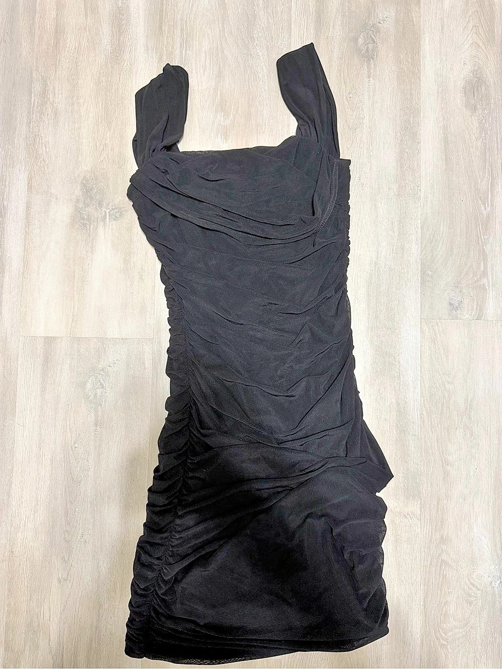 Reformation Ruched Black Mini Dress Like New